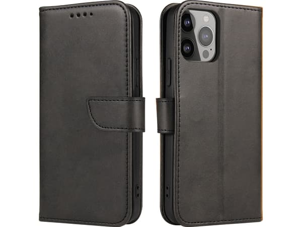 Hurtel Magnet Case tyylikäs flip kansi tapauksessa jalusta toiminto iPhone 13 musta