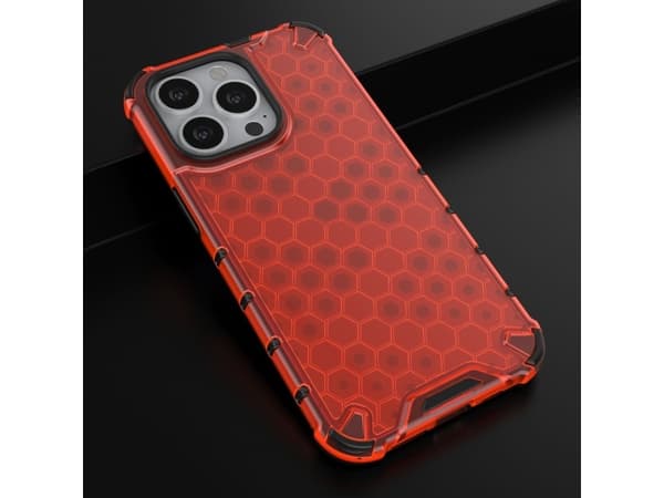 Hurtel Honeycomb pansret deksel med gelramme for iPhone 13 Pro rød