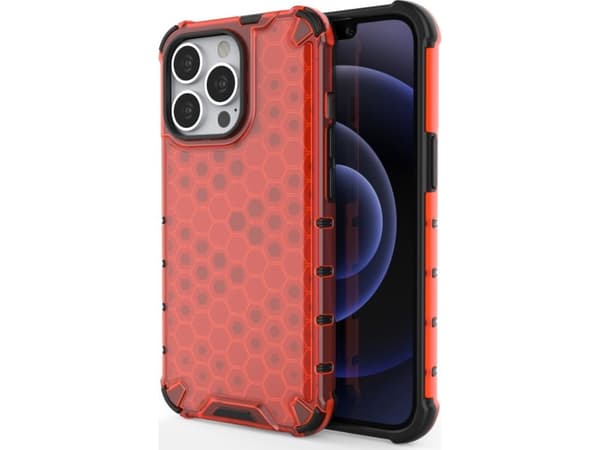 Hurtel Honeycomb pansret deksel med gelramme for iPhone 13 Pro rød