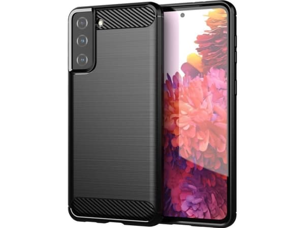 Hurtel Carbon Case joustava suojakotelo Samsung Galaxy S21+ 5G (S21 Plus 5G) musta