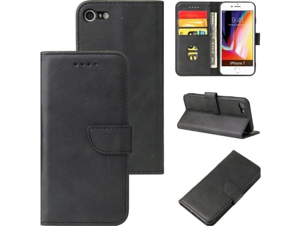 Magnet Case elegant fodral med flipskydd och stativfunktion iPhone SE 2022 / SE 2020 / iPhone 8 / iPhone 7 svart