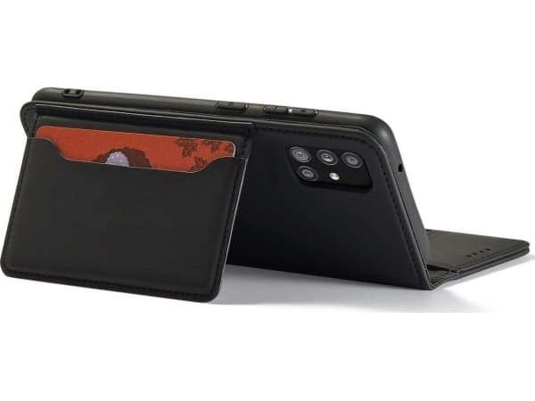 Hurtel Magnet Card Case Samsung Galaxy A12 5G kortti lompakko tapauksessa kortin haltija musta