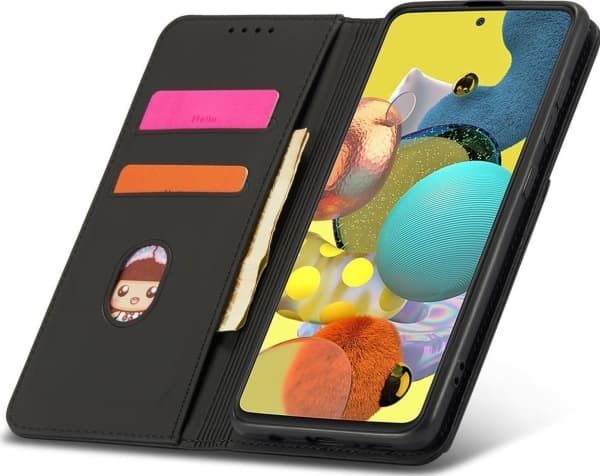 Hurtel Magnet Card Case Samsung Galaxy A12 5G kortti lompakko tapauksessa kortin haltija musta