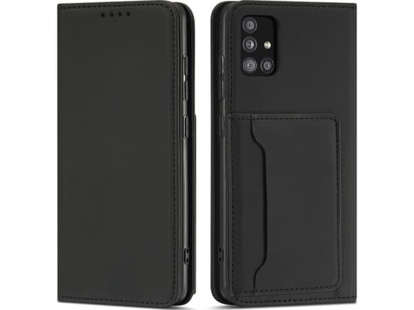 Hurtel Magnet Card Case Samsung Galaxy A12 5G kortti lompakko tapauksessa kortin haltija musta