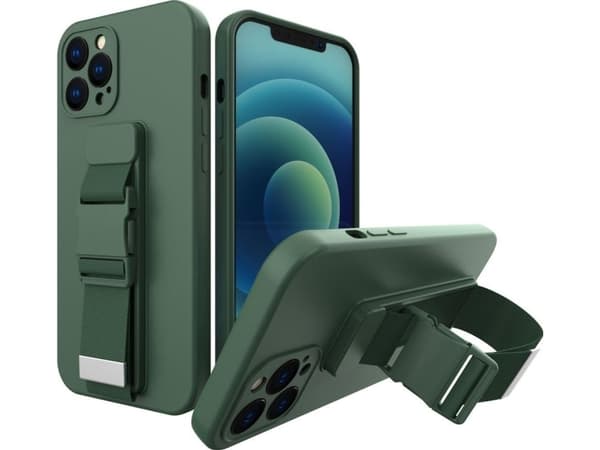 Hurtel Rope fodral gel fodral med nyckelband kedja väska nyckelband Xiaomi Redmi 10X 4G / Xiaomi Redmi Note 9 mörkgrön