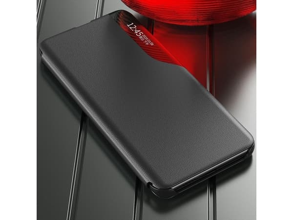 Hurtel Eco Leather View Case tyylikäs kotelo, jossa on kääntyvä kansi ja jalusta-toiminto Samsung Galaxy S22+ (S22 Plus) sininen