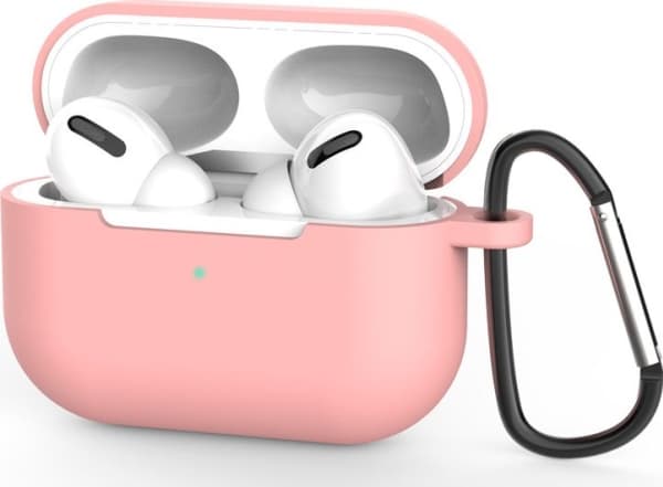 AirPods Pro-etui Silikon, mykt øretelefondeksel + nøkkelring Karabin-anheng Rosa (etui D)