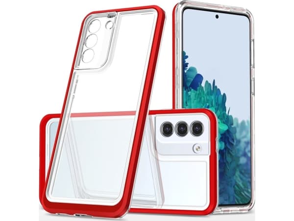Hurtel Clear 3in1 fodral för Samsung Galaxy S23 silikonfodral med ram röd
