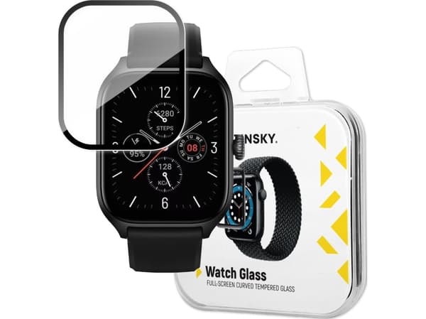 Wozinsky WOZINSKY FULL GLUE TEMPERED GLASS HARDENED GLASS FOR XIAOMI AMAZFIT GTS 4 9H ON WHOLE SCREEN WITH BLACK FRAME -näytön musta kehys
