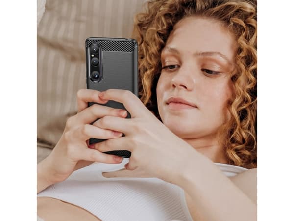 Hurtel Carbon Case tapauksessa Sony Xperia 1 V joustava silikoni carbon tapauksessa lajitella