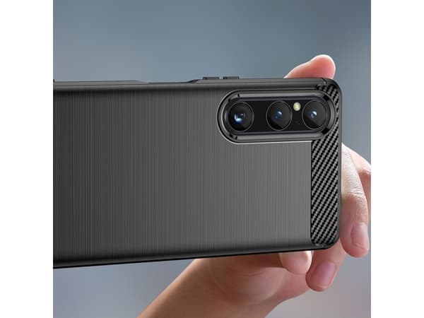 Hurtel Carbon Case tapauksessa Sony Xperia 1 V joustava silikoni carbon tapauksessa lajitella
