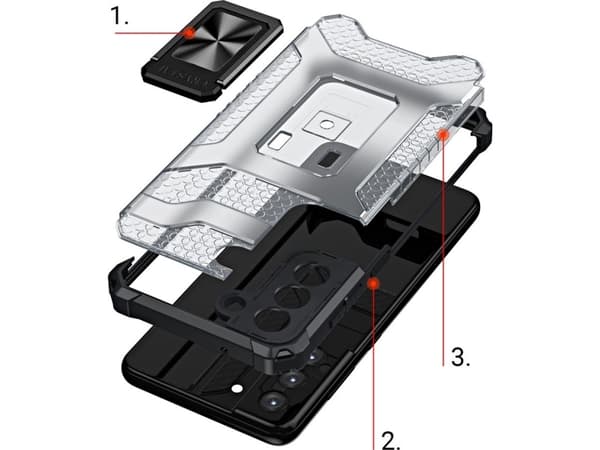 Hurtel Crystal Ring Case pansret hybriddeksel + magnetisk holder Samsung Galaxy S21+ 5G (S21 Plus 5G) blå