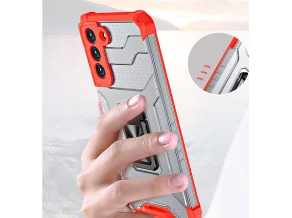 Hurtel Crystal Ring Case pansret hybriddeksel + magnetisk holder Samsung Galaxy S21+ 5G (S21 Plus 5G) blå