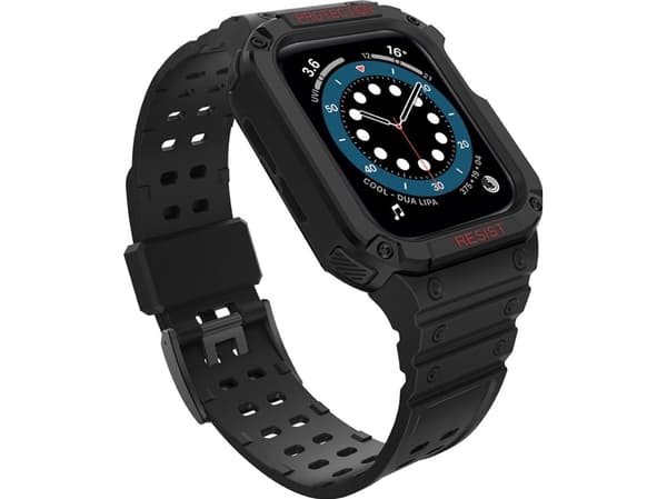 Hurtel Protect Strap Band med veske for klokke 7/6/5/4/3/2/SE (41/40/38mm) urkasse pansret klokkedeksel svart