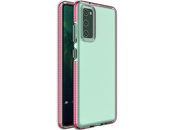 Hurtel Spring Case geelikotelo värillisellä kehyksellä Samsung Galaxy A72 4G:lle tumman vaaleanpunainen