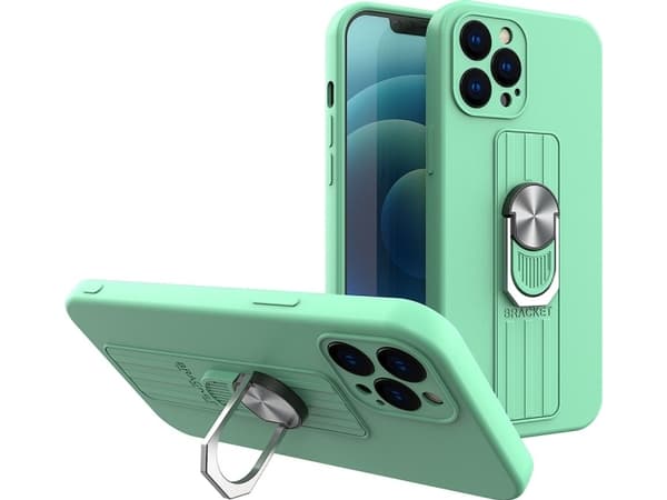 Hurtel Ring Case silikondeksel med fingerholder og stativ for iPhone 12 Pro Max mint