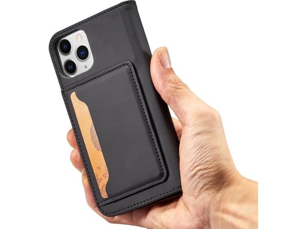Hurtel Magnet Kortfodral för iPhone 12 kort plånboksfodral korthållare svart