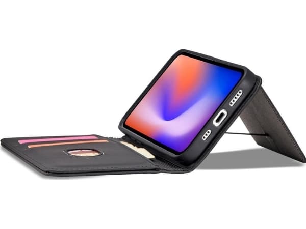 Hurtel Magnet Kortfodral för iPhone 12 kort plånboksfodral korthållare svart