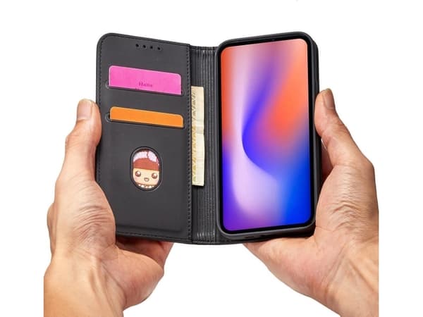 Hurtel Magnet Kortfodral för iPhone 12 kort plånboksfodral korthållare svart