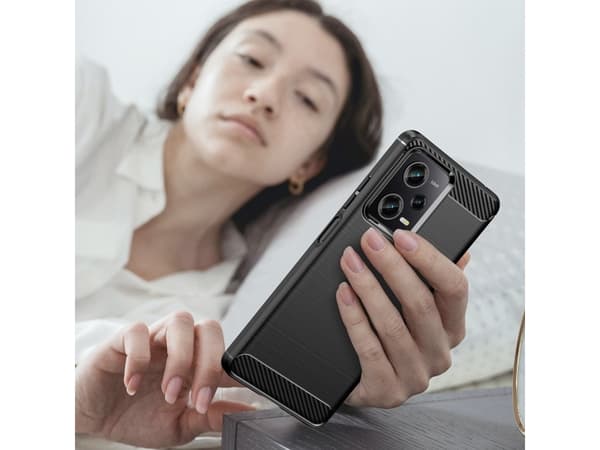 Hurtel Carbon Case fodral Xiaomi Poco X5 Pro 5G / Redmi Note 12 Pro flexibel silikon kolfiberfodral sortering