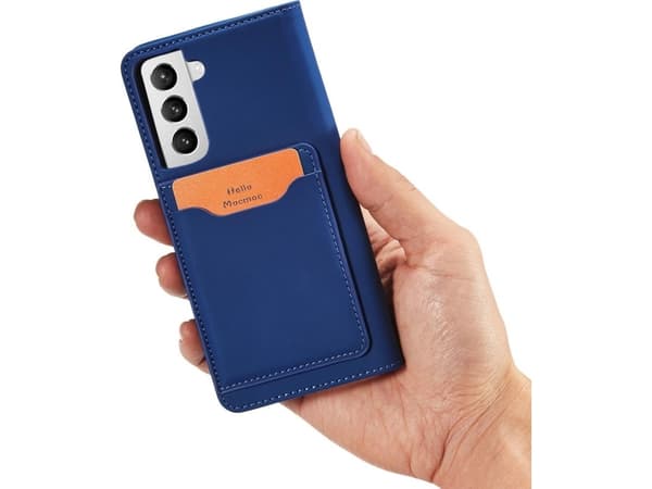 Hurtel Magnet Card Case Samsung Galaxy S22+ (S22 Plus) kortti lompakko tapauksessa kortin haltija sininen