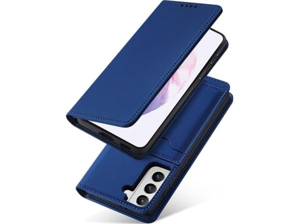 Hurtel Magnet Card Case Samsung Galaxy S22+ (S22 Plus) kortti lompakko tapauksessa kortin haltija sininen