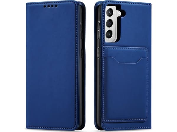 Hurtel Magnet Card Case Samsung Galaxy S22+ (S22 Plus) kortti lompakko tapauksessa kortin haltija sininen
