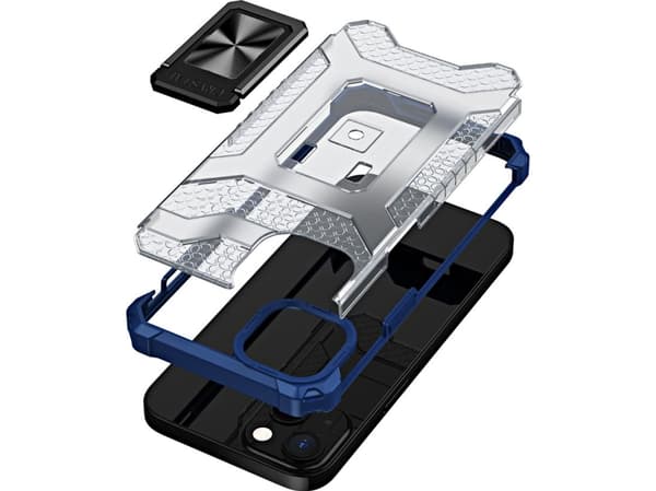 Hurtel Crystal Ring Case pansar hybridskal + magnethållare iPhone 12 blå
