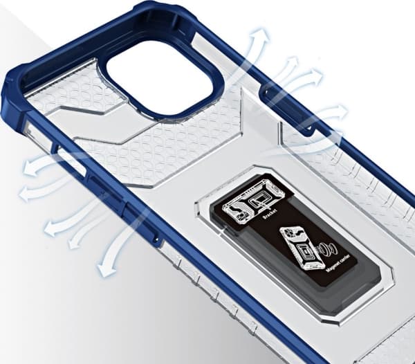 Hurtel Crystal Ring Case pansar hybridskal + magnethållare iPhone 12 blå