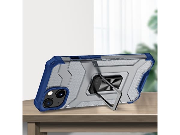 Hurtel Crystal Ring Case pansar hybridskal + magnethållare iPhone 12 blå