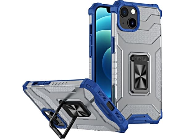 Hurtel Crystal Ring Case pansar hybridskal + magnethållare iPhone 12 blå