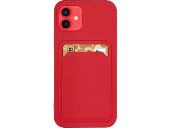Hurtel Card Case silikon lommebokveske med lomme for kort og dokumenter for iPhone 12 Pro rød