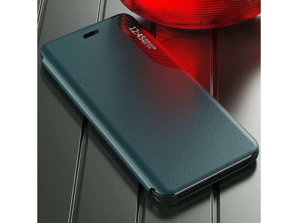 Hurtel Eco Nahka View Case tyylikäs kotelo flip kansi ja jalusta toiminto iPhone 13 mini punainen