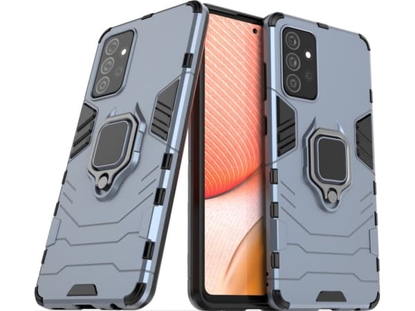 Hurtel Ring Armor pansret hybriddeksel + magnetisk holder Samsung Galaxy A72 4G blå