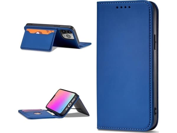 Hurtel Magnet Card Case-deksel til iPhone 13 Pro Max, deksel, kortlommebok, kortstativ, blå