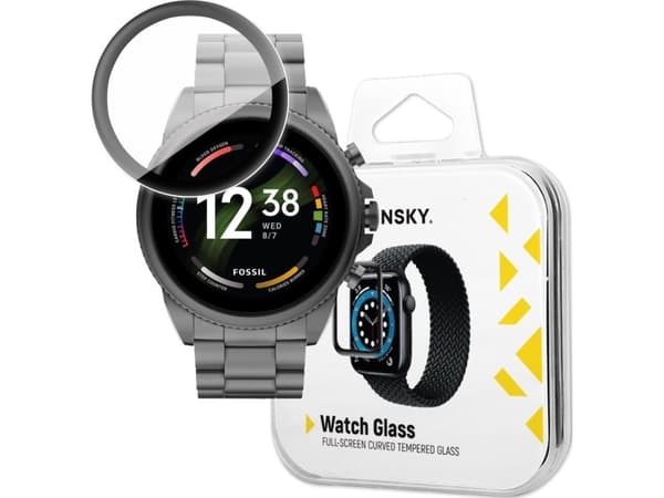 Wozinsky WOZINSKY FULLLIM HERDET GLASS HERDET GLASS FOR FOSSIL GEN 6 9H FULLSKJERM MED SORT RAMME