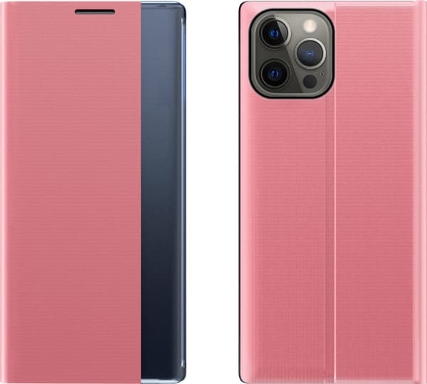 Hurtel Sleep Case flip cover Smart Cover iPhone 13 Pro vaaleanpunainen