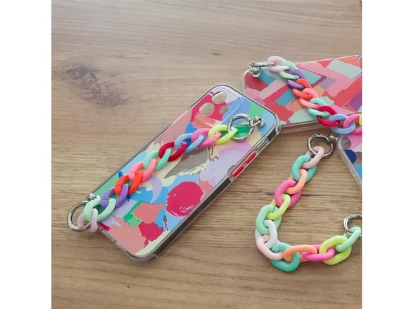 Hurtel Color Chain Case geeli elastinen kotelo ketju riipus ketju iPhone XS / iPhone X monivärinen