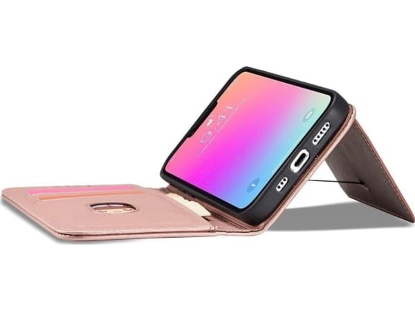 Hurtel Magnet Card Case-deksel til iPhone 13 Pro Max, deksel, kortlommebok, kortstativ, rosa