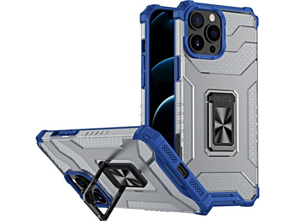 Hurtel Crystal Ring Case panssaroitu hybridi kotelo kansi + magneettinen haltija iPhone 11 Pro sininen sininen