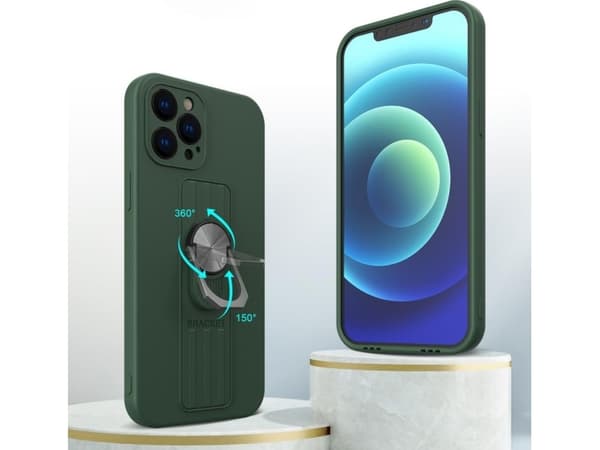 Hurtel Ring Case silikonskal med fingergrepp och stativ för iPhone 11 Pro gul
