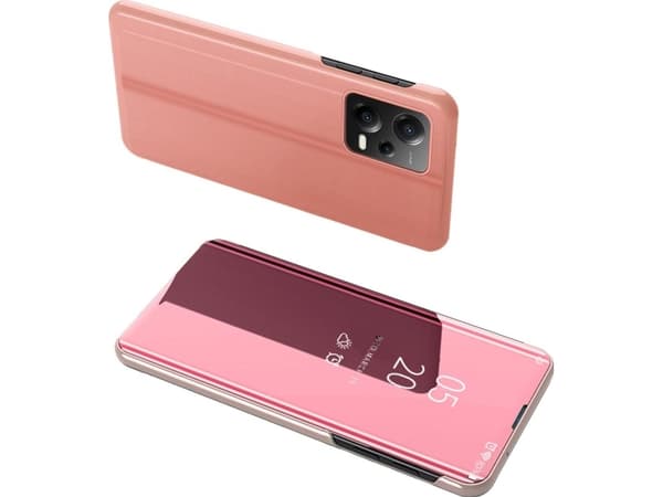 Hurtel Clear View Kotelo Xiaomi Redmi Note 12 5G / Poco X5 5G flip cover vaaleanpunainen