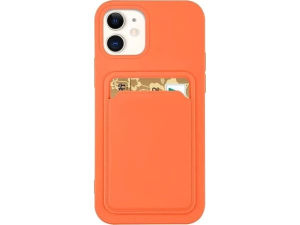 Hurtel Card Case plånboksfodral i silikon med kortficka för iPhone 13 mini orange