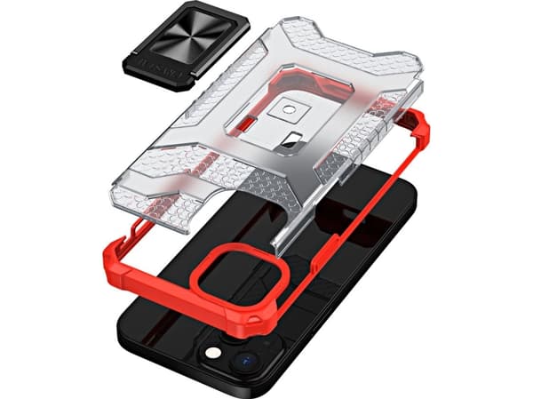 Hurtel Crystal Ring Case pansret hybrid deksel + magnetisk holder iPhone 12 mini rød