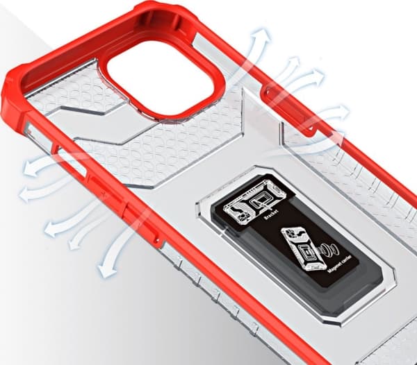Hurtel Crystal Ring Case pansret hybrid deksel + magnetisk holder iPhone 12 mini rød