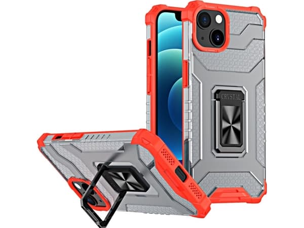 Hurtel Crystal Ring Case pansret hybrid deksel + magnetisk holder iPhone 12 mini rød