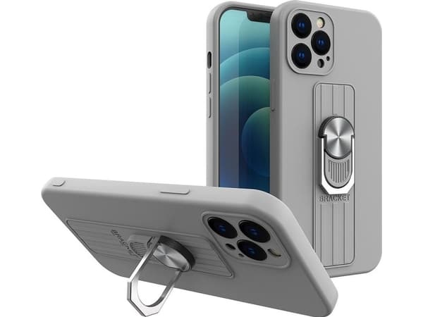 Hurtel Ring Case Silikonetui med fingerring og støtte for Samsung Galaxy A32 5G Silver