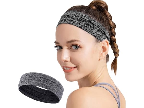 Elastiskt pannband i tyg för löpning fitness grå