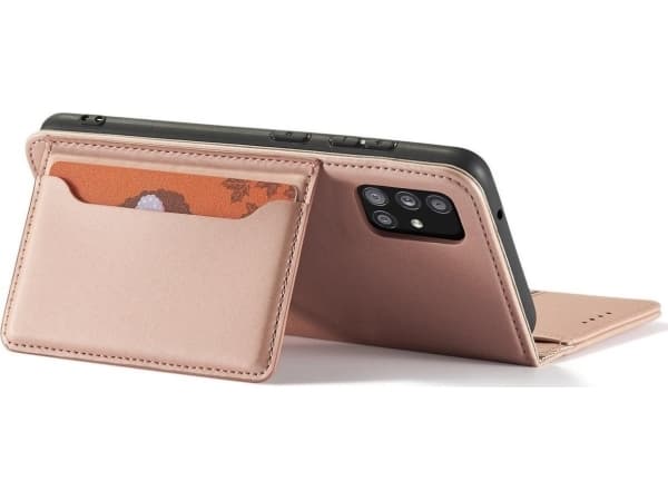 Hurtel Magnet Card Case Case for Samsung Galaxy A13 5G Cover Card Lommebok Kortstativ Rosa