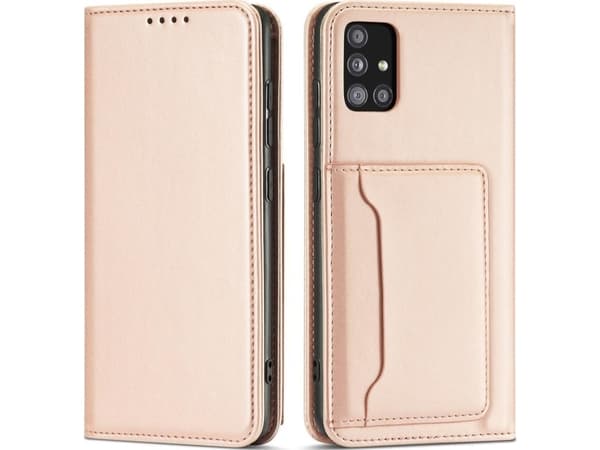 Hurtel Magnet Card Case Case for Samsung Galaxy A13 5G Cover Card Lommebok Kortstativ Rosa